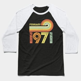 Vintage February 1971 Birthday Baseball T-Shirt